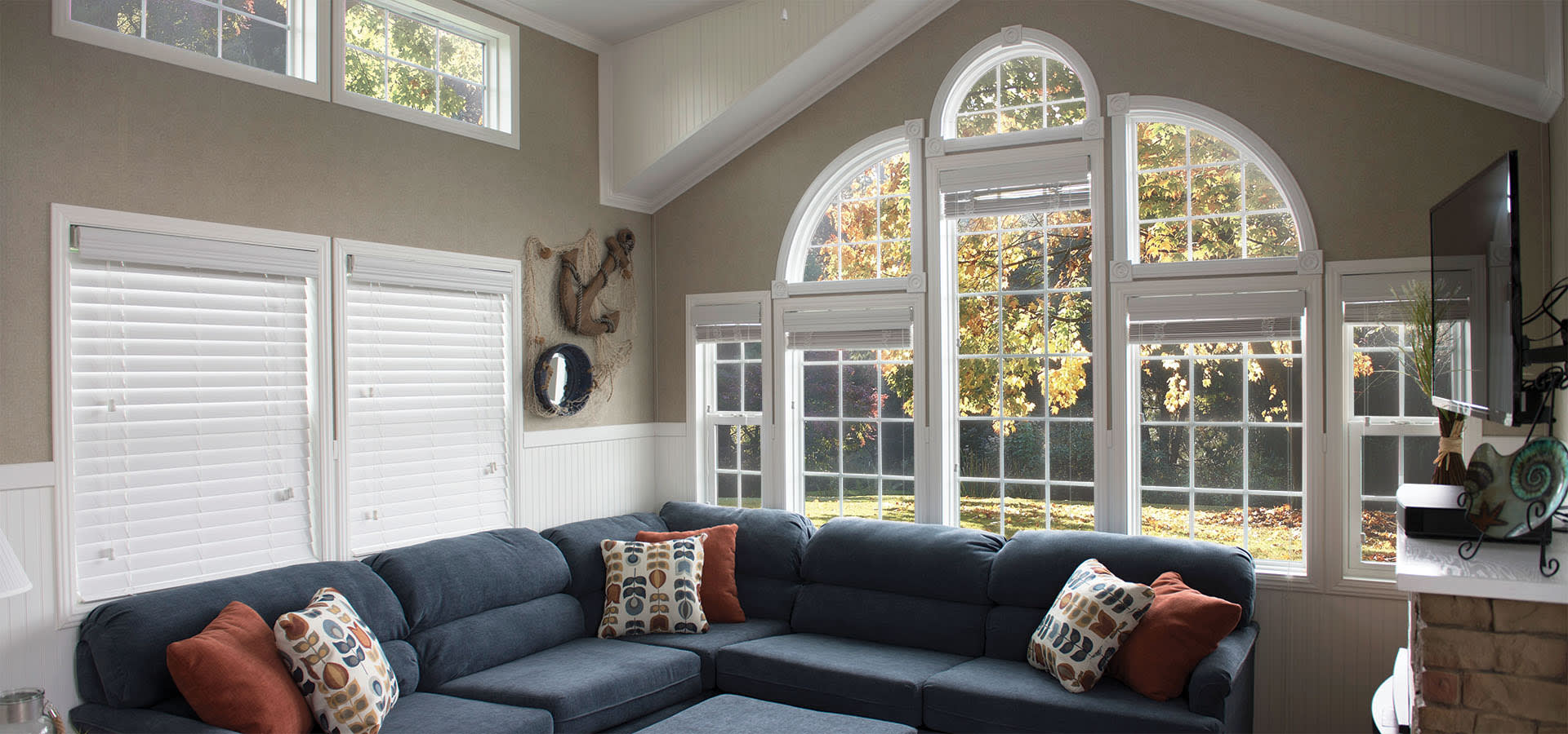 Living Room Residential Windows Couch Pillows